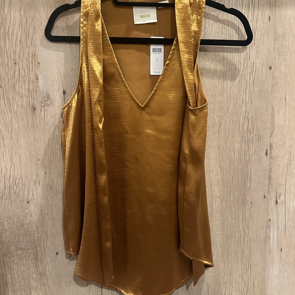 Maeve Gold Asymmetrical Sleeveless Tank Top